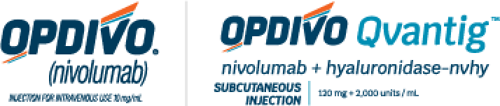 Opdivo® (nivolumab) logo and Opdivo® Qvantig™ (nivolumab + hyaluronidase-nvhy) logo